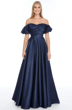Ashley Lauren - 1790 Off-Shoulder Satin A-line Gown
