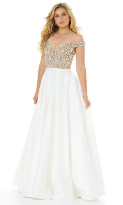 Ashley Lauren - 1792A Bejeweled Deep Off Shoulder Ballgown