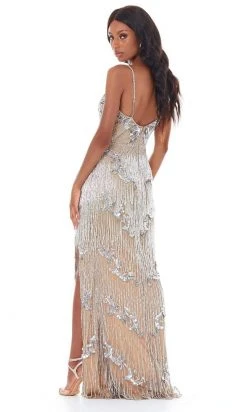 Ashley Lauren - 1817X Beaded Fringe Plunging V Neck Dress 6 Ashley Lauren - 1817X Beaded Fringe Plunging V Neck Dress