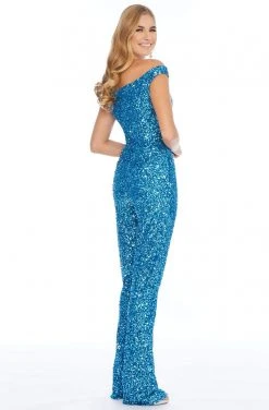 Ashley Lauren - 1825 Sequined Deep Off-Shoulder Jumpsuit 8 Ashley Lauren - 1825 Sequined Deep Off-Shoulder Jumpsuit