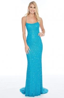Ashley Lauren - 1827 Beaded Scoop Neck Sheath Dress