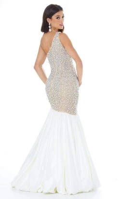 Ashley Lauren - 1981 One Shoulder Crystal Studded Trumpet Gown