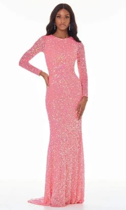 Ashley Lauren - 1985 Long Sleeve Allover Beaded Sheath Gown