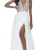 Ashley Lauren - 1989 Plunging Halter A-Line Gown With Slit