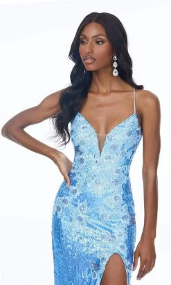 Ashley Lauren - 1996 Sequined Lace Deep V Neck Sheath Dress 13 Ashley Lauren - 1996 Sequined Lace Deep V Neck Sheath Dress