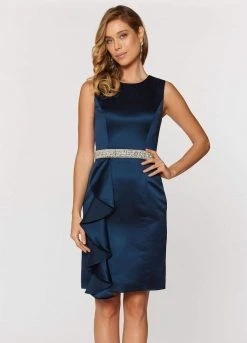 Ashley Lauren - 4048 Pearl & Rhinestone Belted Cocktail Dress