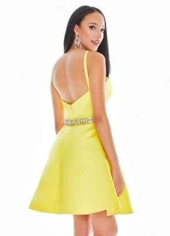 Ashley Lauren - 4071 Satin Halter Neck Crystal Beaded Belt Short Dress 17 Ashley Lauren - 4071 Satin Halter Neck Crystal Beaded Belt Short Dress