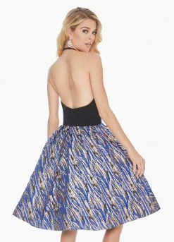 Ashley Lauren - 4075 Halter Brocade A-Line Cocktail Dress