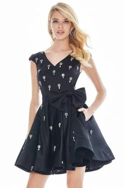 Ashley Lauren - 4080 Beaded Cap Sleeve Bow-Ornate Satin Dress 11 Ashley Lauren - 4080 Beaded Cap Sleeve Bow-Ornate Satin Dress