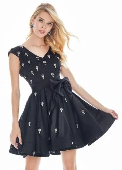 Ashley Lauren - 4080 Beaded Cap Sleeve Bow-Ornate Satin Dress 13 Ashley Lauren - 4080 Beaded Cap Sleeve Bow-Ornate Satin Dress