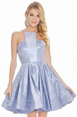 Ashley Lauren - 4081 Cut-In Halter Metallic A-Line Dress