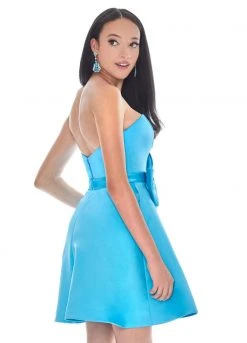 Ashley Lauren - 4082 Bow-Adorned Strapless Sweetheart Satin Dress