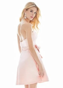 Ashley Lauren - 4082 Bow-Adorned Strapless Sweetheart Satin Dress