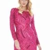 Ashley Lauren - 4122 Fully Beaded Long Sleeve Sheath Cocktail Dress
