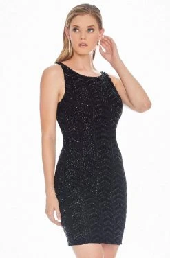 Ashley Lauren - 4125 Bateau Beaded Low Back Cocktail Dress