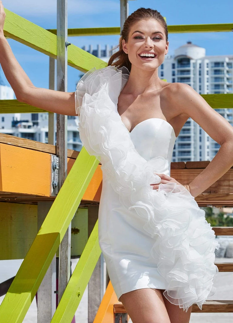 Ashley Lauren - 4170 One Shoulder Ruffled Sheath Dress 6 Ashley Lauren - 4170 One Shoulder Ruffled Sheath Dress