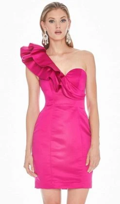 Ashley Lauren - 4172 Ruffled One Shoulder Fitted Dress