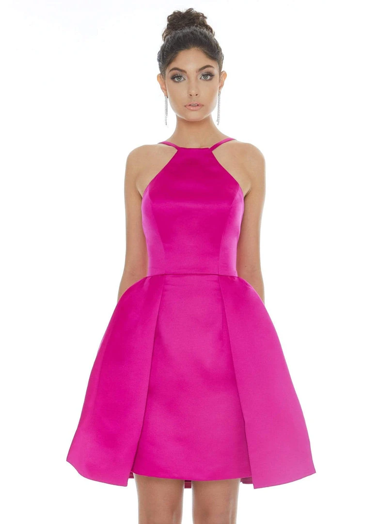 Ashley Lauren - 4201 Halter Sheath Cocktail Dress With Overskirt 3 Ashley Lauren - 4201 Halter Sheath Cocktail Dress With Overskirt