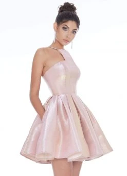 Ashley Lauren - 4204 Metallic Halter Neck Cocktail Dress