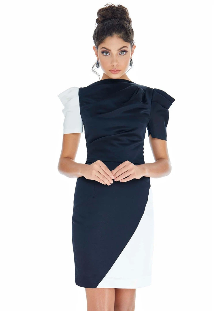 Ashley Lauren - 4207 Color Block Satin Short Dress 3 Ashley Lauren - 4207 Color Block Satin Short Dress