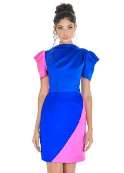 Ashley Lauren - 4207 Color Block Satin Short Dress 12 Ashley Lauren - 4207 Color Block Satin Short Dress