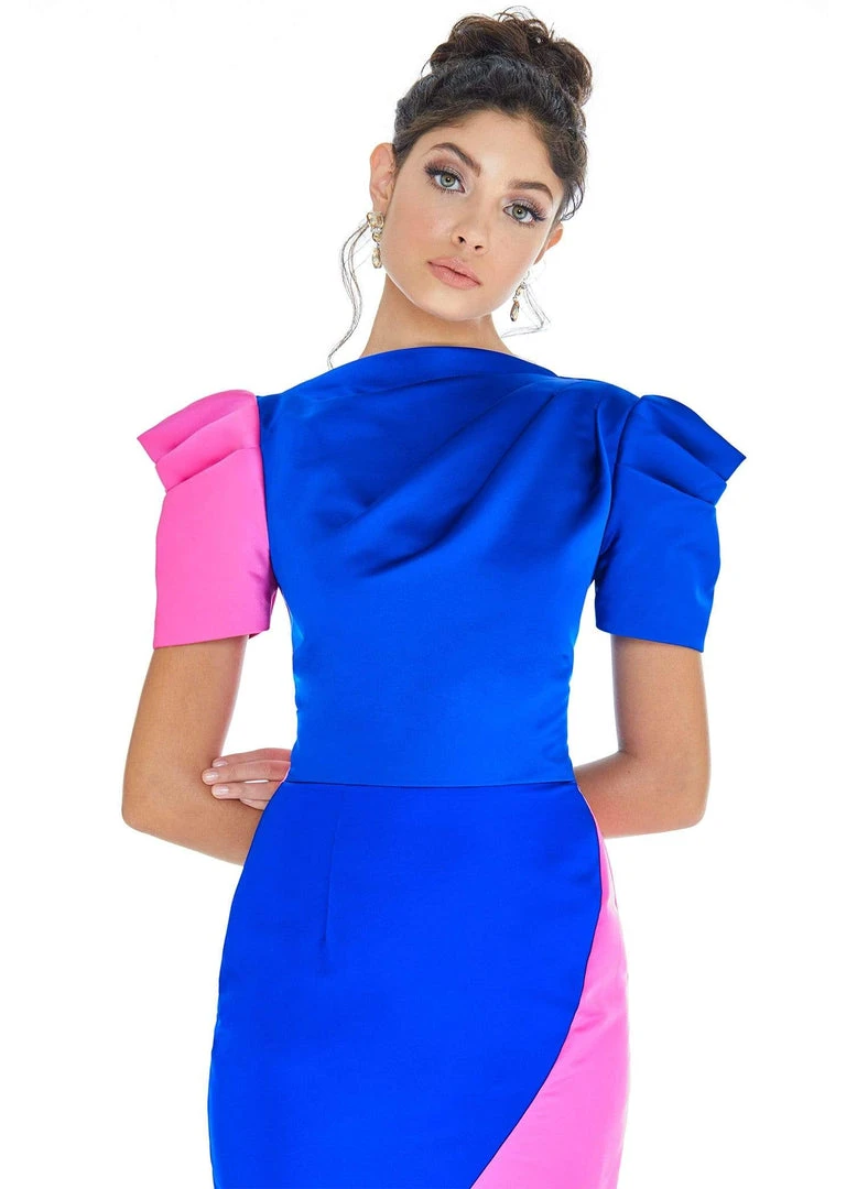 Ashley Lauren - 4207 Color Block Satin Short Dress 8 Ashley Lauren - 4207 Color Block Satin Short Dress