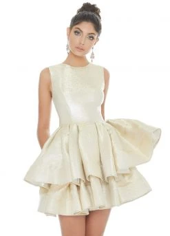 Ashley Lauren - 4211 Two Tone Jewel Tiered Cocktail Dress