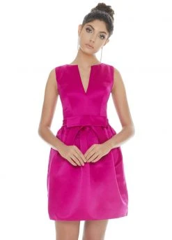 Ashley Lauren - 4213 V-neck Sheath Dress With Bow