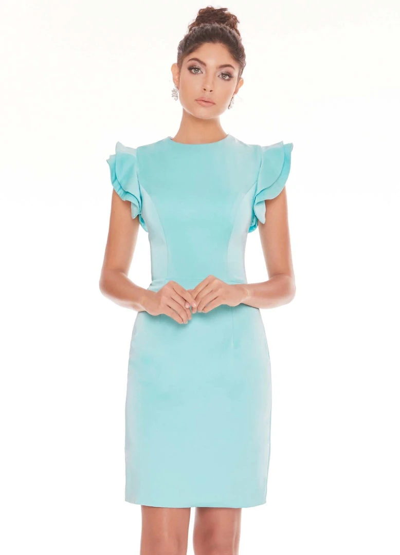 Ashley Lauren - 4228 Tiered Flutter Sleeve Crepe Cocktail Dress 3 Ashley Lauren - 4228 Tiered Flutter Sleeve Crepe Cocktail Dress