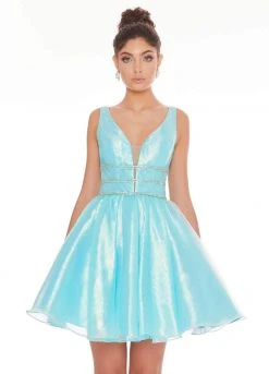 Ashley Lauren - 4242 Jeweled Belt Organza Cocktail Dress