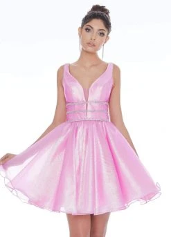 Ashley Lauren - 4242 Jeweled Belt Organza Cocktail Dress