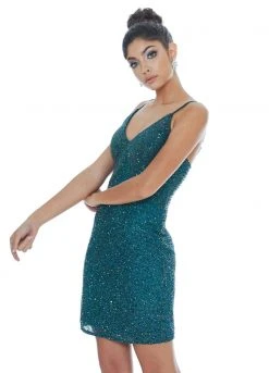 Ashley Lauren - 4246 Fully Beaded V-neck Fitted Dress