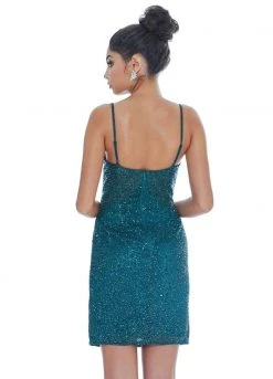 Ashley Lauren - 4246 Fully Beaded V-neck Fitted Dress