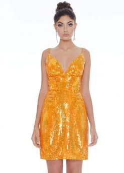 Ashley Lauren - 4275 Sequined Plunging V-neck Fitted Dress