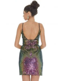 Ashley Lauren - 4275 Sequined Plunging V-neck Fitted Dress