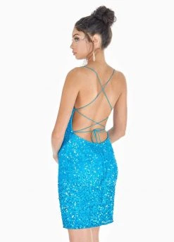 Ashley Lauren - 4293 Beaded Lace-Up Sheath Cocktail Dress