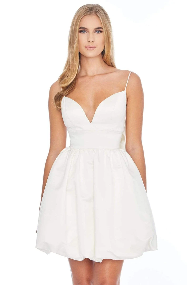 Ashley Lauren - 4296 Deep V-neck Satin Dress With Bow 5 Ashley Lauren - 4296 Deep V-neck Satin Dress With Bow