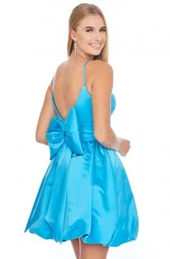 Ashley Lauren - 4296 Deep V-neck Satin Dress With Bow 13 Ashley Lauren - 4296 Deep V-neck Satin Dress With Bow