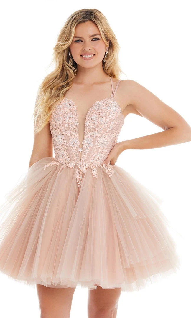 Ashley Lauren - 4299 Embroidered Deep V Neck Tulle A-line Dress 7 Ashley Lauren - 4299 Embroidered Deep V Neck Tulle A-line Dress