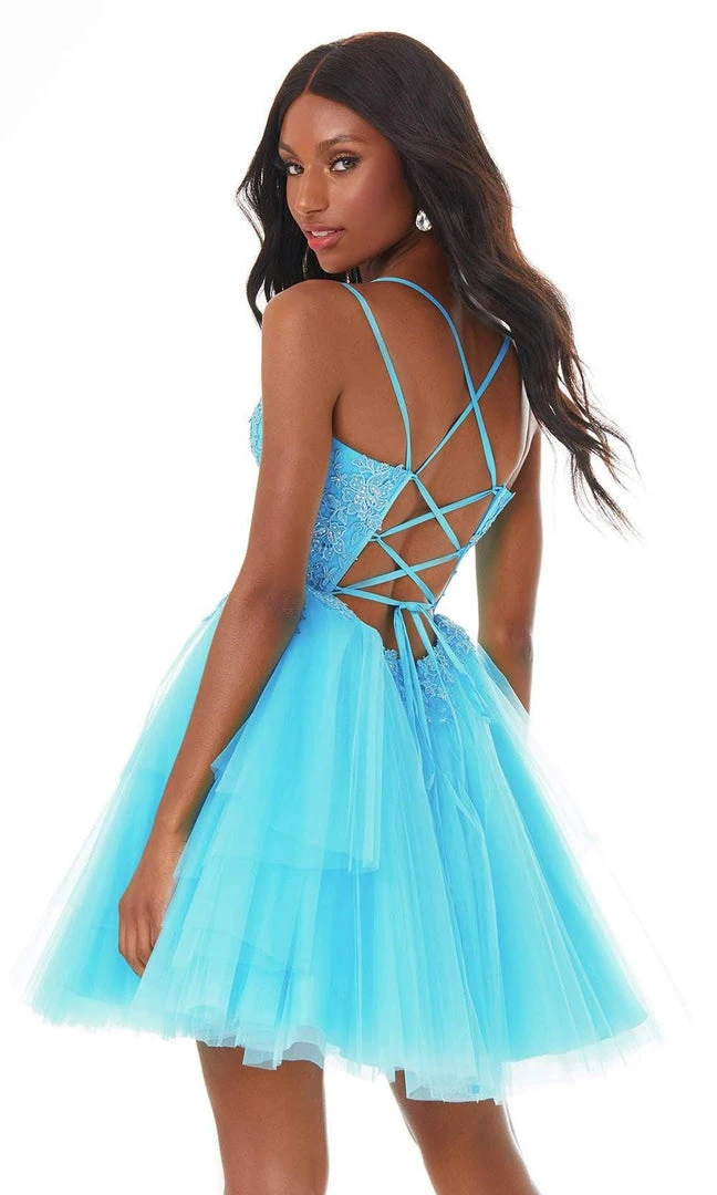 Ashley Lauren - 4299 Embroidered Deep V Neck Tulle A-line Dress 4 Ashley Lauren - 4299 Embroidered Deep V Neck Tulle A-line Dress