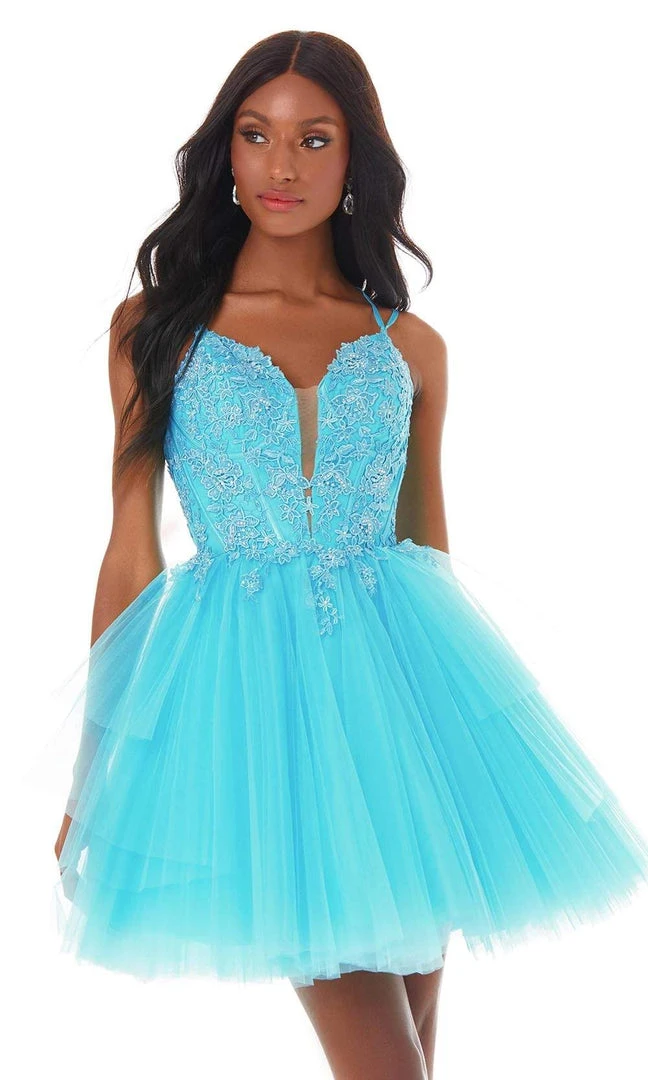 Ashley Lauren - 4299 Embroidered Deep V Neck Tulle A-line Dress 5 Ashley Lauren - 4299 Embroidered Deep V Neck Tulle A-line Dress