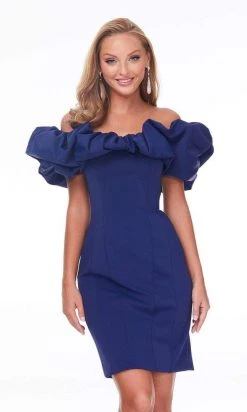 Ashley Lauren - 4337 Puff Ruffle Off Shoulder Sheath Cocktail Dress 14 Ashley Lauren - 4337 Puff Ruffle Off Shoulder Sheath Cocktail Dress