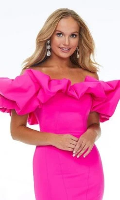 Ashley Lauren - 4337 Puff Ruffle Off Shoulder Sheath Cocktail Dress 13 Ashley Lauren - 4337 Puff Ruffle Off Shoulder Sheath Cocktail Dress