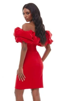 Ashley Lauren - 4337 Puff Ruffle Off Shoulder Sheath Cocktail Dress 18 Ashley Lauren - 4337 Puff Ruffle Off Shoulder Sheath Cocktail Dress