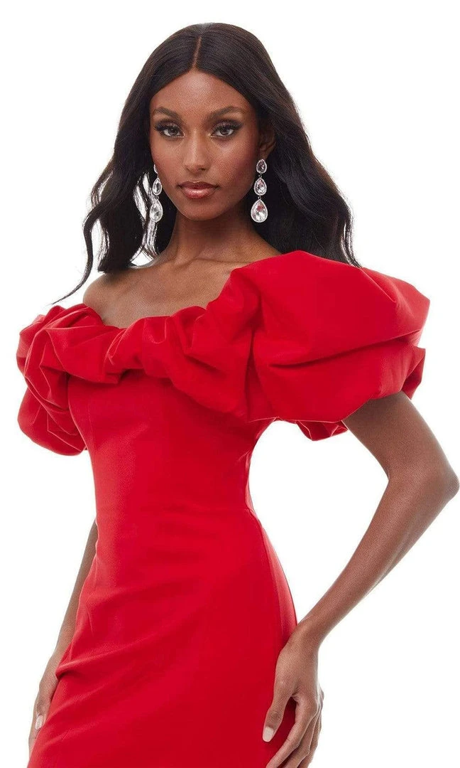 Ashley Lauren - 4337 Puff Ruffle Off Shoulder Sheath Cocktail Dress 11 Ashley Lauren - 4337 Puff Ruffle Off Shoulder Sheath Cocktail Dress