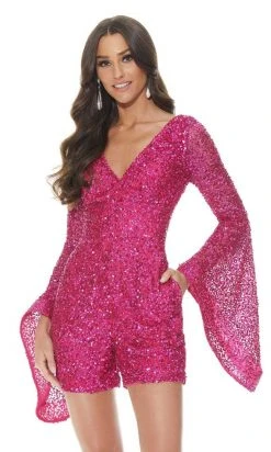 Ashley Lauren - 4338 Beaded Bell Sleeve Romper
