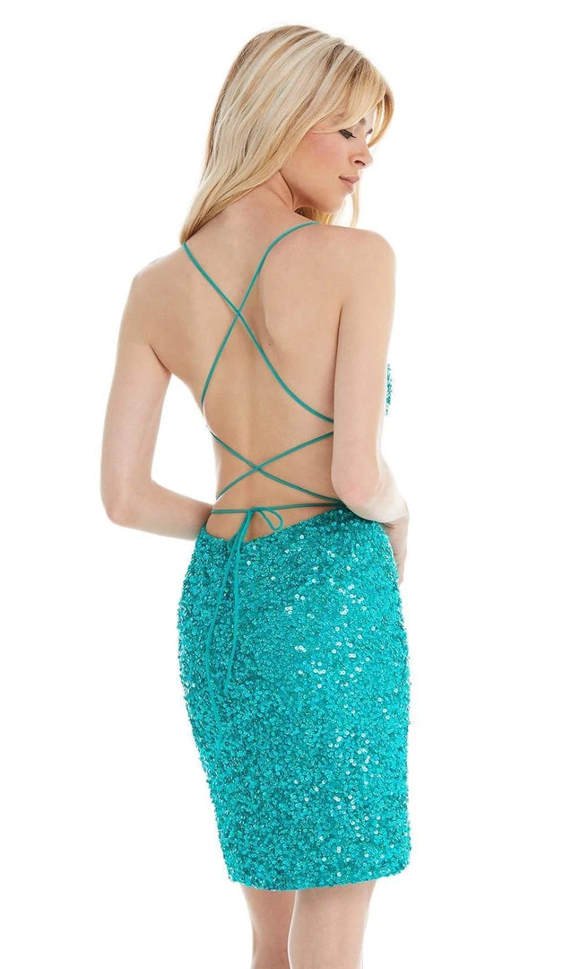 Ashley Lauren - 4395 Spaghetti Strap Open Back Fully Beaded Dress 10 Ashley Lauren - 4395 Spaghetti Strap Open Back Fully Beaded Dress
