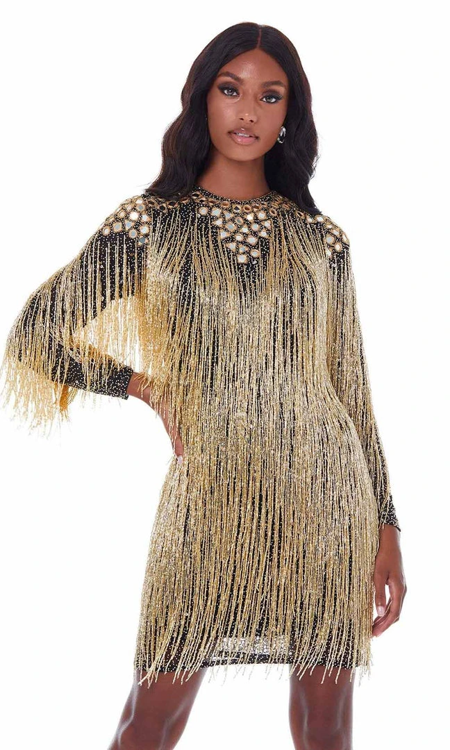 Ashley Lauren - 4414 Fringe Jewel Sheath Cocktail Dress 3 Ashley Lauren - 4414 Fringe Jewel Sheath Cocktail Dress