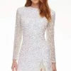 Ashley Lauren - 4438 Beaded Long Sleeve Fringe Sheath Dress 1 Ashley Lauren - 4438 Beaded Long Sleeve Fringe Sheath Dress