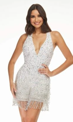 Ashley Lauren - 4439 Sequined Fringed Sexy Romper